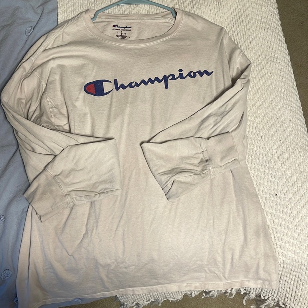 Champion long sleeve white t-shirt